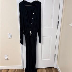 Free People Intimately Black Long Sleeve Lounge Jumpsuit